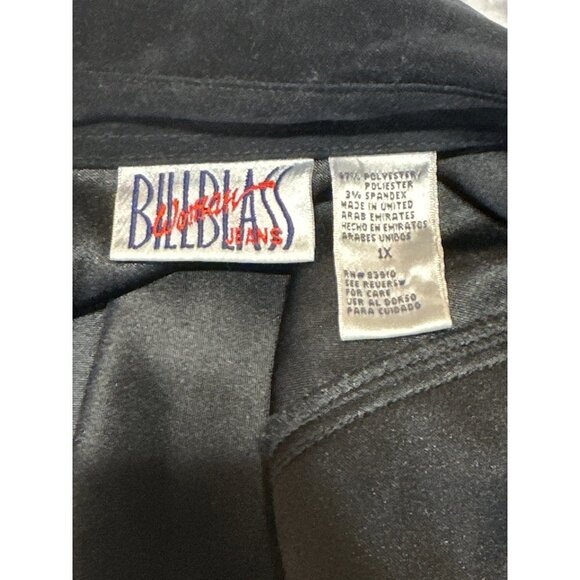 Bill Blass Christmas Shirt Button Up Santa Black Velveteen Fireplace Patches 1X - Picture 7 of 7